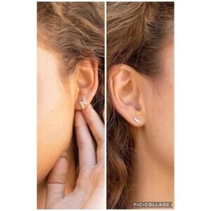 Plunder Gold & Silver Lightening Bolt Stud Earrings Set